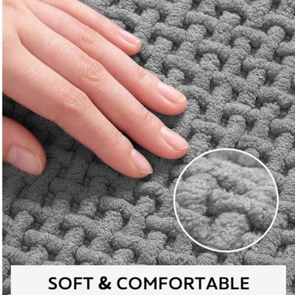 NWT-COCOER-GRAY CHENILLE BATH MAT - Picture 3 of 4